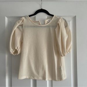 English Factory NWOT cream sweater top with puff sleeves